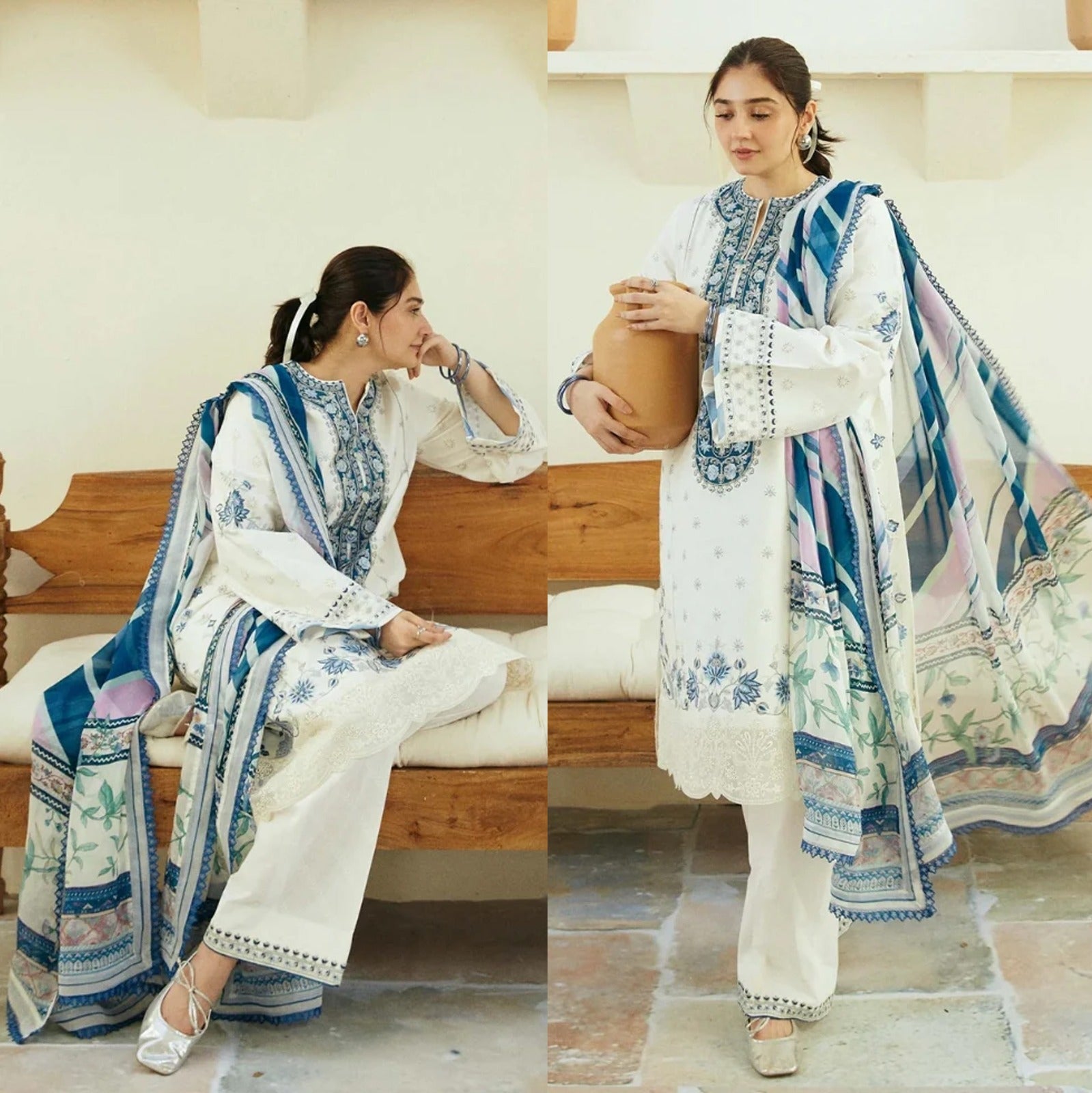 ZARA SHAHJAHAN 3PC Dhanak Embroidered Shirt With Printed Dupatta-675