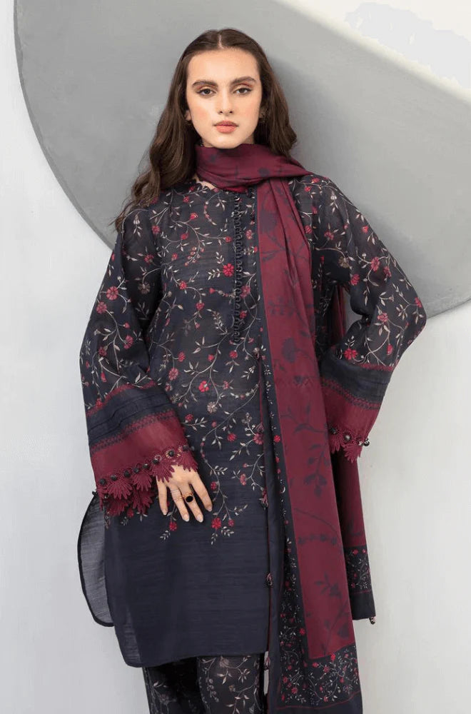 BAROQUE - 3PC Lawn Printed Shirt With Voile Printed Dupatta-1505