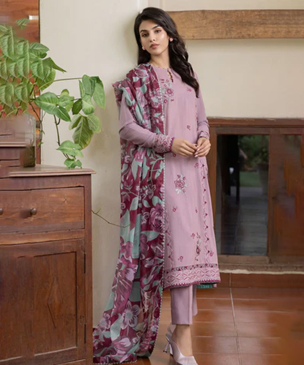 Jazmin Lawn 3PC Embroidered With Printed Dupatta-1127